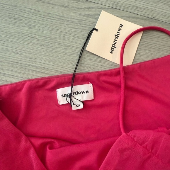 SUPERDOWN Pink Jerica Mesh Mini Dress One Shoulder Asymmetrical Women's xs - Picture 3 of 5